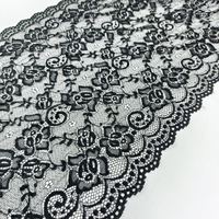 Dentelle élastique noire traditionnelle de haute qualité, 30 cm de large, motif floral, spandex/nylon, dentelle française, sacs de luxe, chapeaux, vêtements
