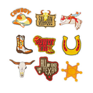 カスタマイズされたロゴ刺繍パッチバックパッククールなカウボーイハット文字クロッグチャーム刺繍刺繍生地に鉄織りパッチバッジ - Product Image 4