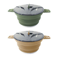 Casserole pliable pour le camping, 2,5 L, ustensiles de cuisine, bouilloire en silicone pour l'extérieur, poêle, équipement de table pour les voyages, la randonnée et les pique-niques