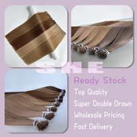 Extensiones de Cabello Humano de 18 a 20 Pulgadas Listo para Extensiones de Cabello Humano con Cutícula Completa, Punta Plana, Color Rubio Oscuro, SDD, #18