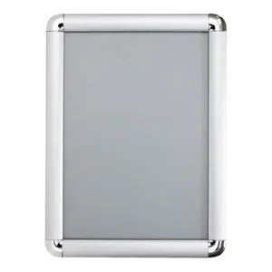 Snap closed poster display board A4 size chormed corner click frame silver anodized