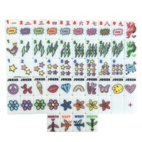 Table de Mahjong Américain de Luxe Blanche avec Design Graffiti Coloré, Plateau Artistique en Acrylique pour Divertissement Familial, Ensemble de Tuiles de Mahjong