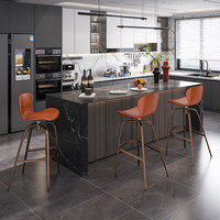 Tabouret de bar en bambou avec dossier haut pivotant, pour usage domestique, style moderne, luxe léger, couleur bronze antique, modèle design, style européen HD-7313D