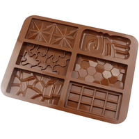 1069 Échantillon gratuit d'usine, Moules en silicone à 6 cavités pour blocs de gaufres variés, moules en silicone pour chocolat, moule en silicone pour résine, bac à glaçons en silicone