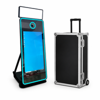 Miroir Magique Interactif 70 Pouces avec Écran Tactile, Cabine Photo Selfie avec Anneau Lumineux LED et Flight Case pour Mariages et Événements