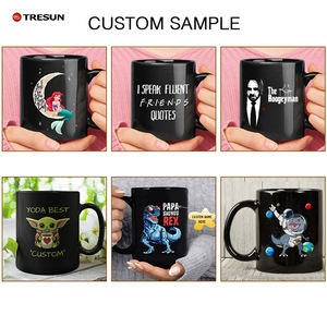 En gros 11oz Noir Brillant Décalque Tasse À Café En Céramique Logo Personnalisé Imprimé Mat Nouveau Os Chine Tasse À Thé Tasse pour Cadeau Promotionnel - Product Image 5