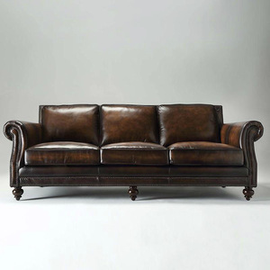 Juego de Sofás de Cuero de <span class=keywords><strong>Estilo</strong></span> Americano y Europeo para Sala de Estar, Hogar, <span class=keywords><strong>Restaurante</strong></span>, Muebles de Interior, Sofá de Esquina de Madera y Cuero - Product Image 3