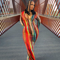 Robe d'Été S-3XL 2023 Grande Vente Manches Longues Col en V Profond Tricotée Moulante Dos Nu Robes de Soleil Tailles Fortes Élégantes pour Femmes