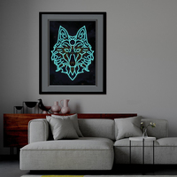 Peinture de diamant à mosaïque de loup lumineux, broderie de perceuses carrées, en point de croix, lumineux, décoration artistique, nouveau produit