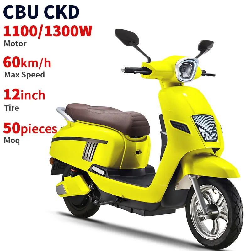Wuxi factory supplier factory electric moped 12inch tire 1100W/1300W 60km/h max speed ckd skd electric motorcycle with pedals