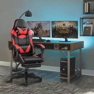 Sedia da <span class=keywords><strong>Gaming</strong></span> Ergonomica in Pelle con Poggiapiedi, Reclinabile e Pieghevole - Product Image 2