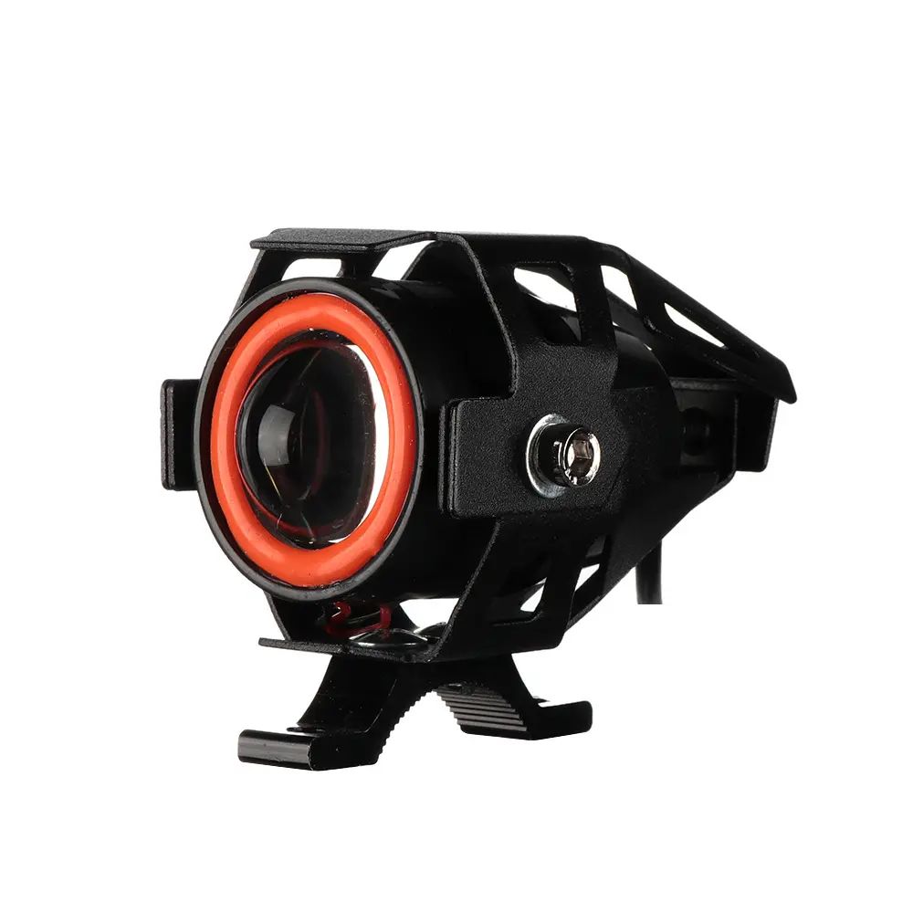 Phares de moto effet œil d'ange Led, feux de Spot pour motocyclette, Mini U7, 12v, projecteur pour Scooter, phare antibrouillard, lampe de conduite à faisceau haut et bas