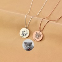 Collar de retrato de mascota personalizado de moda con nombre grabado foto de gato o perro regalo conmemorativo para amantes de las mascotas COLLARES DE ACERO INOXIDABLE