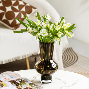 Retro European Ins Handmade Leopard Print Tortoise Shell Colorful <b>Glass</b> <b>Vase</b> Flower Arrangement Ornaments Leopard Print <b>Vase</b> - Product Image 2