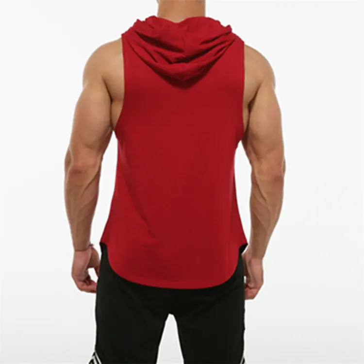 Người đàn ông tập luyện trùm đầu Tank Tops thể thao thể hình STRINGER cơ bắp cắt t Áo sơ mi nam không tay phòng tập thể dục Hoodies