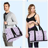 Sac de voyage pliable pour femme en nylon avec imprimé personnalisé de fleurs de palaka violettes d'Hawaï, 2 pièces, avec compartiment pour chaussures