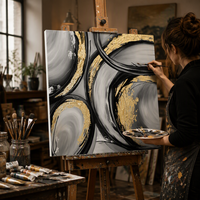 Peinture à l'huile Art Déco 100% faite à la main sur toile de coton 450 GSM avec cadre inclus, taille personnalisée pour usage domestique et commercial