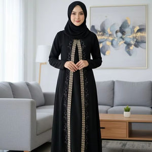 Nueva Túnica Bordada Musulmana de Oriente Medio, Ropa Islámica para Mujer, Abaya Abierta, Abaya Modesta de Oriente Medio para Ramadán y Eid - Product Image 1