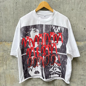 ملابس الشارع مخصص للرجال الطباعة الرقمية في القطن المطبوعة حجر الراين Boxy تي شيرت المتضخم اقتصاص الرسم تي شيرت - Product Image 2