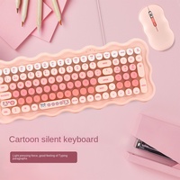 102 Key Wireless Keyboard Mouse Set 2.4G Ergonomic Office Gaming Combo Pink Keycaps