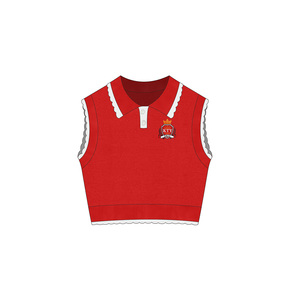 <span class=keywords><strong>Gilet</strong></span> en tricot court de couleur rose de haute qualité personnalisé en usine pour fille, été, matière acrylique, haut en tricot - Product Image 3