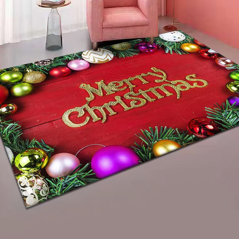 Luxury Christmas Living Room Carpet Modern Area Rug with Soft Velvet Fabric Durable Non-Slip Mat for Home Decoration