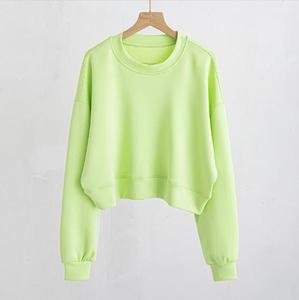 2025 da donna top corti tinta unita felpe <span class=keywords><strong>Oversize</strong></span> larghe da donna a tracolla girocollo Casual top corti - Product Image 4