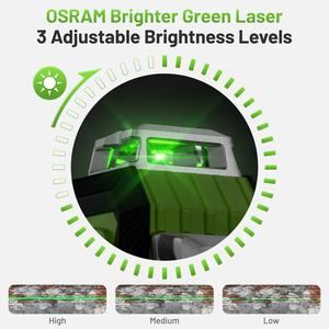 <span class=keywords><strong>Huepar</strong></span> HX03CG <span class=keywords><strong>3X360</strong></span> ° con pantalla LCD 12 líneas Nivel láser de haz verde 3D - Product Image 6