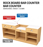 Comptoir de caisse de supermarché moderne en bois, bureau de caissier commercial avec étagères pour magasin de détail