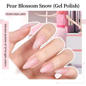 לק ג'ל לציפורניים TRIONE 2026 קולקציה חדשה בצבע פריחת אגס ושלג, מותג פרטי, שרף טבעי, ניתן להסרה, פתיתים, ג'ל UV לאומנות ציפורניים - Product Image 5