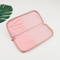 En gros, sac organisateur de pinceaux de maquillage pliable en or rose, 11 pièces, grande capacité, portable, kit de beauté en PU par Jack