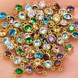 विंटेज गहने स्थायी जन्मस्टोन ज़िरकॉन ब्रैसलेट हार कनेक्टर सोने से भरा बेज़ेल सेटिंग गैर तिरश 14k - Product Image 2