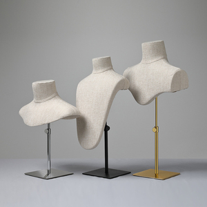 Vitrine de magasin de bijoux Présentoir en porte-bijoux en microfibre personnalisé Présentoir pour colliers Présentoir en métal Buste Mannequins - Product Image 5