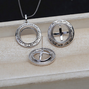 Accessoires DIY en argent S925, ensemble de pendentifs et de boucles d'oreilles 4886 avec perle Mabe de 13 mm, base plate vide, perles en vrac - Product Image 2