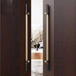 Poignée de porte minimaliste longue en acier inoxydable pour portes doubles en bois d'hôtels haut de gamme – Quincaillerie architecturale - Product Image 1