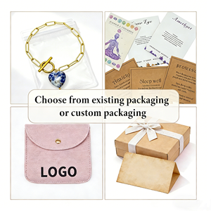 กำไลหินธรรมชาติรูปหัวใจปรับแต่งได้ สร้อยข้อมือสแตนเลสแบบโซ่คลิปหนีบกระดาษ สำหรับร้านบูติกและวันแม่ - Product Image 3