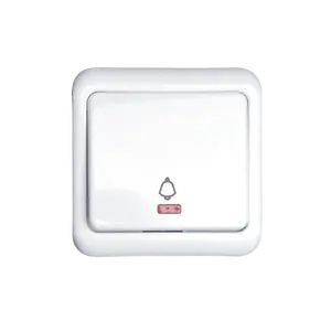 Interruttore per campanello bianco, design tedesco, facile da installare, ideale per controllare i campanelli in case e uffici. - Product Image 1