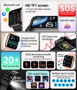 TK50 Smart Watch 1.72" 360*360 Screen BT Calling <b>Heart</b> Rate Blood Oxygen Monitor 100+ Sports Modes IP68 Waterproof for Men Women - Product Image 3