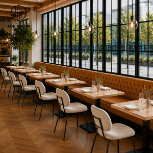 Set di Arredamento per Ristorante Ron Group: Sgabello da Bar, Tavolo Quadrato in Legno, Sedute Imbottite in Pelle Trapuntata, Sedia Rivestita - Product Image 2