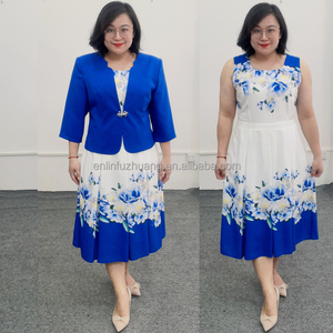 Robes de cérémonie bleues florales, tailles plus, vêtements pour femmes, costume d'église, robe de bureau, tenue de travail en solde - Product Image 2