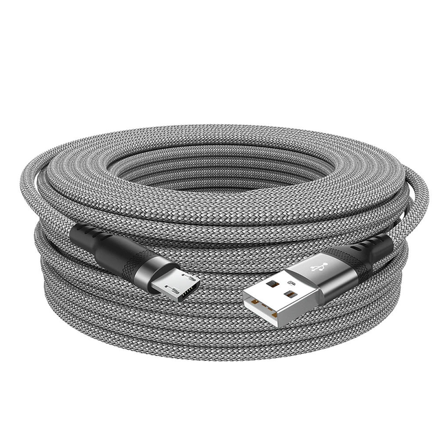Nylon Braided Micro USB Cable PVC Jacketed Tinned Copper Conductor YRNOVA YR-UM-Grey 6A Fast Charging Data Sync Android Camera