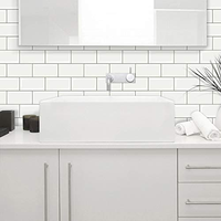 Papier peint 3d étanche, carreaux blancs, effet carrelage pour salle de bains et cuisine, noir et blanc