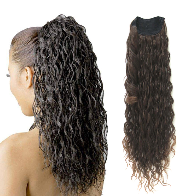 Новинки 30 дюймов высокая температура синтетических волос океан естественное тело (переход от темного к светлому), очереди de cheval обернуть вокруг хвостик
