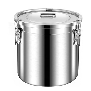 SS201 6L 12L 21L 33L 48L Ensemble de Récipients Hermétiques et Étanche en Acier Inoxydable, Boîtes de Conservation Alimentaire en Métal, Seau à Soupe avec Couvercles - Product Image 1