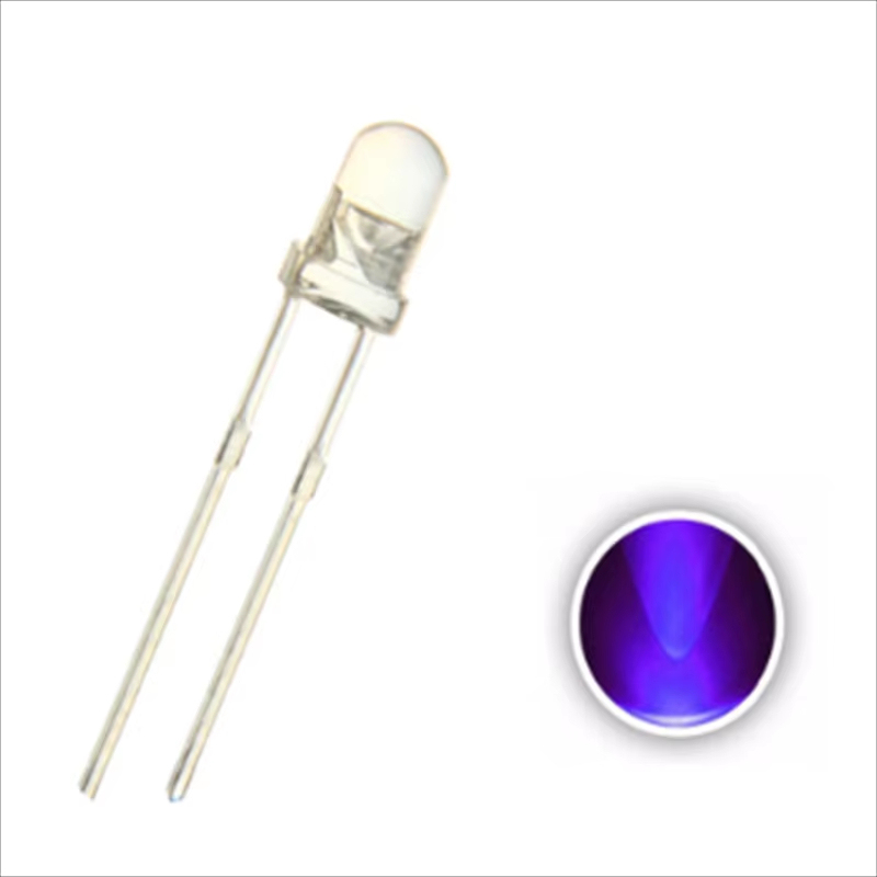 5mm Purple UV Led 3V Dimmable Water Clear 365-370nm 395nm 400nm Round Head Lamp Light Beads