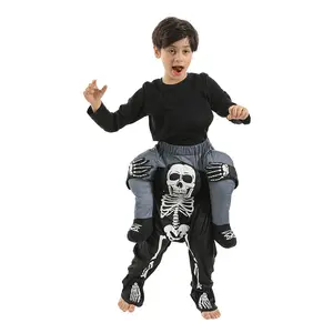 Halloween party children's piggyback skeleton funny stage costumes ride on riding skull Illusion fancy dress up costume