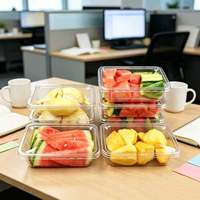 Boîte alimentaire transparente en PET pour fruits, pâtisseries, biscuits, boîte en plastique transparente de qualité alimentaire avec couvercle, plateau de rangement réutilisable pour boulangerie
