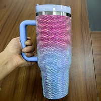 40oz diamant h2.0 plus Gobelet sous vide avec poignée paillettes et paille logo personnalisé pour voiture