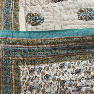 Edredón Kantha de Lujo, Diseño Étnico Vintage, Hecho a Mano, de Algodón, con Puntadas a Mano, para Hotel - Product Image 1