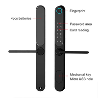 Serrure de porte intelligente numérique mince coulissante en alliage d'aluminium de haute qualité, étanche, à vente chaude, avec application Tuya Ble intelligente